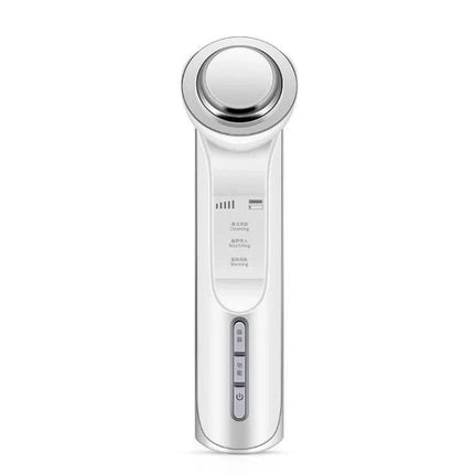 Ion Beauty Face Cleansing Massager for Deep Cleaning showing white handheld device with stainless head and control buttons