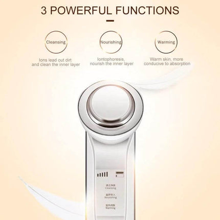 Ion Beauty Face Cleansing Massager for Deep Cleaning showing device head and controls highlighting cleansing, nourishing and warming functions