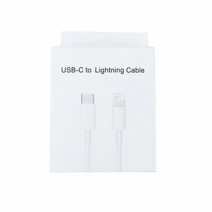 Cable for Daily Phone Charging and Data Transfer at Home white USB-C to Lightning cable in retail box, durable PC and TPE construction, available 1m–2m