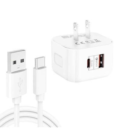 Essential Travel Charger for Keeping Devices Powered on Trips — compact 20W PD3.0 wall charger and USB-C cable for smartphones and tablets