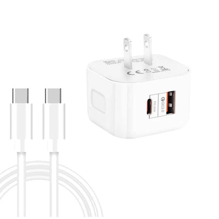 Essential Travel Charger for Daily Device Power Needs on Trips - compact white dual-port USB-C travel charger with cable
