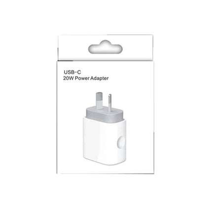 Compact AU Plug Charger for Everyday Travel Essentials - white USB-C 20W power adapter in retail packaging, pocket-sized travel charger