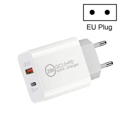 Versatile Travel Charger for Daily Device Needs on the Go - white 20W EU plug USB-C and USB-A quick charger