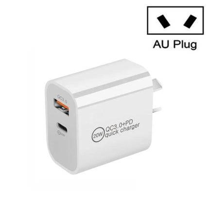 Versatile Travel Charger for Daily Device Needs on the Go white 20W AU plug USB-C and USB-A quick charger