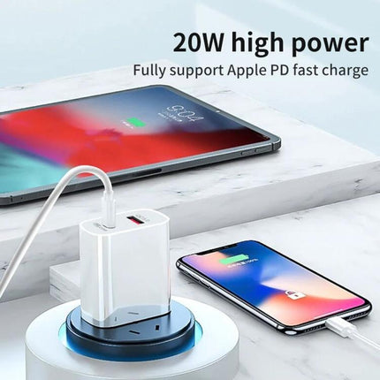 Convenient Travel Charger for Daily Device Needs On the Go - dual-port 20W white charger powering smartphone and tablet on marble surface