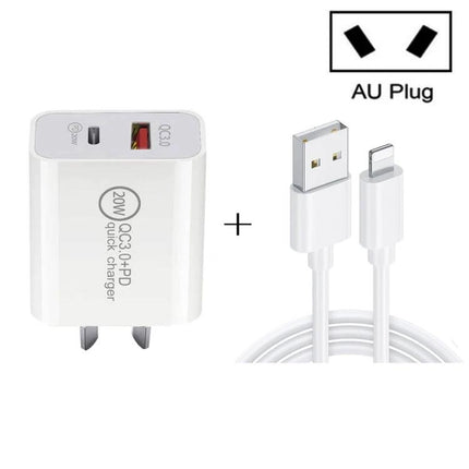 Convenient Travel Charger for Daily Device Needs On the Go - compact dual-port AU plug charger with USB-C and USB-A cable for phone and tablet