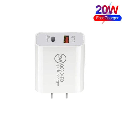 Essential Travel Charger for Everyday Mobile Devices - compact 20W USB-C PD wall charger with dual ports for phone and tablet