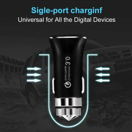LZ-328 Safety Hammer Car Charger For Everyday Car Use – compact USB fast car charger with emergency aluminum alloy window-break hammer