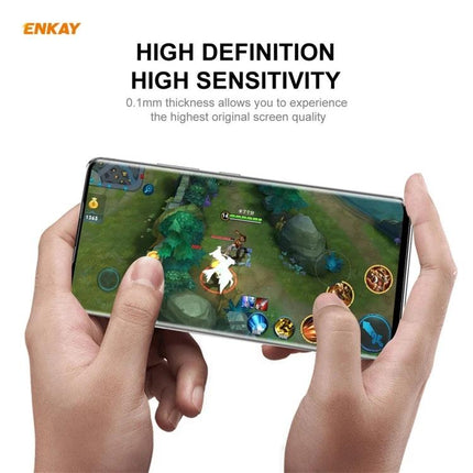 ENKAY Hat-Prince Full Coverage Screen Protector For Smartphones Protects Your Screen During Daily Use - Hands holding phone gaming with clear edge-to-edge protector
