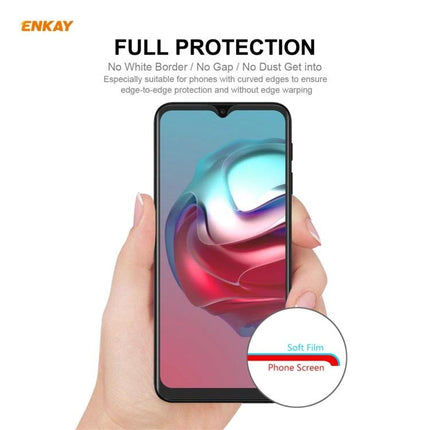 ENKAY Hat-Prince Full Coverage Screen Protector For Smartphones Provides Everyday Protection From Scuffs And Smudges - hand holding phone showing edge-to-edge film