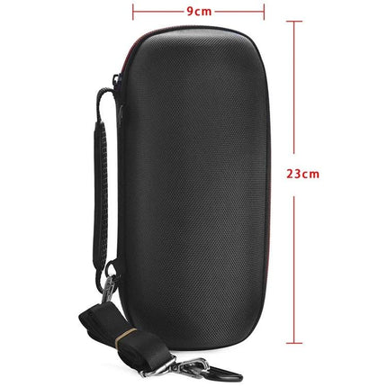 JBL Compact Speaker Carry Bag For Everyday Travel Protection in black with strap, impact‑resistant shell and dust coverage, 23x9cm