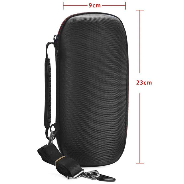 JBL Compact Speaker Carry Bag For Everyday Travel Protection in black with strap, impact‑resistant shell and dust coverage, 23x9cm