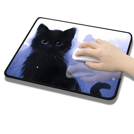 Cat Pattern Anti-Skid Mouse Pad for Gaming and Daily Use with black cat design, non-slip base for precise mouse control
