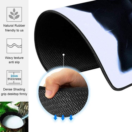 Cat Pattern Anti-Skid Mouse Pad for Gaming and Daily Use showing textured rubber anti-slip underside and 2mm thickness