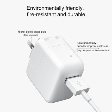 Compact USB Charger for Everyday Device Use at Home showing white fire-resistant plug with USB cable