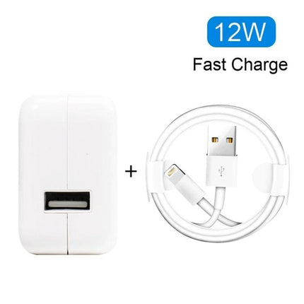 Essential USB charger for daily phone and tablet routines - white 12W fast charge wall adapter with USB-A cable