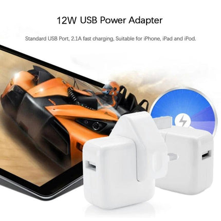 Essential USB charger for daily phone and tablet routines compact white 12W USB power adapter for home and travel