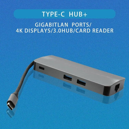 Versatile 8-in-1 Type-C Adapter for HDMI and USB Connectivity slim aluminum hub with HDMI USB Ethernet and SD card ports