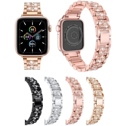 Stainless Steel Rhinestone Apple Watch Bands 38-45mm 3-Pack