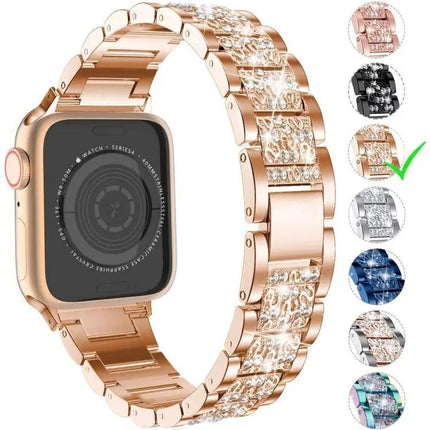 Stainless Steel Rhinestone Apple Watch Bands 38-45mm 3-Pack