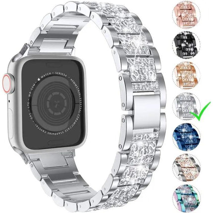Stainless Steel Rhinestone Apple Watch Bands 38-45mm 3-Pack