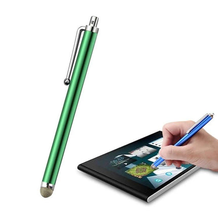 Universal Silver Fiber Tip Stylus for Touch Screens and Tablets - green metal stylus used on tablet to prevent fingerprints and enable precise input