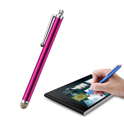 Universal Silver Fiber Tip Stylus for Touch Screens and Tablets - pink aluminum body stylus used on tablet to prevent smudges and for precise input