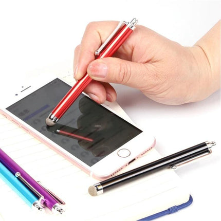 Universal Silver Fiber Tip Stylus for Touch Screens and Tablets used on smartphone for precise input, prevents fingerprints and smudges