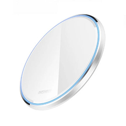 Sleek Mirror Wireless Charger for Daily Home Phone Use on a nightstand with mirror finish and blue LED ring