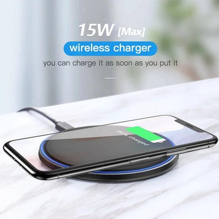 Sleek Mirror Wireless Charger for Daily Home Phone Use on nightstand charging phone overnight with mirror-like design