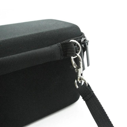 Padded Speaker Carry Bag With Slim EVA Case For Commute in black with zipper, strap clip, and shockproof padded molded shell