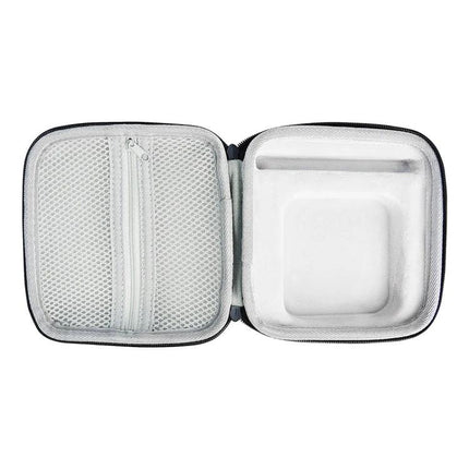 Portable EVA Protective Travel Case for Apple TV 4K open showing molded interior and mesh zipper pocket for accessories