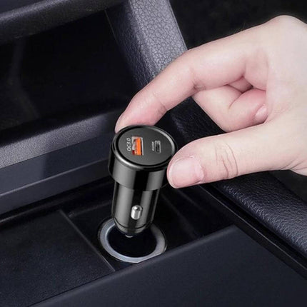 Car Charger With USB C And USB Ports For Phones And Tablets - compact dual port car charger with PD3.0 USB-C and QC3.0 USB-A