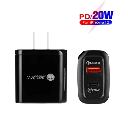 USB Charger for Everyday Device Powering at Home and On the Go - compact PD3.0 20W wall charger with USB-C PD and QC3.0 USB-A ports for phones, tablets, laptops