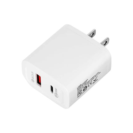 USB Charger for Everyday Device Powering at Home and On the Go - white 20W PD3.0 compact wall charger with USB-C and USB-A ports