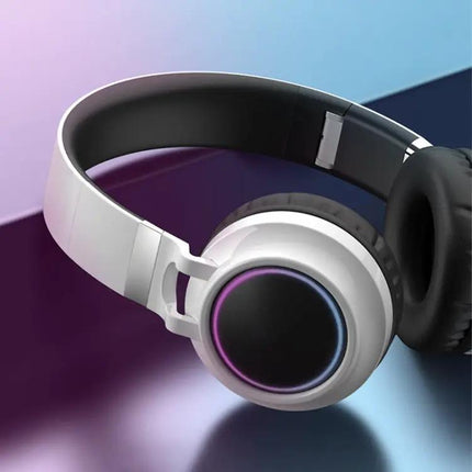 Colorful LED Bluetooth 5.0 Headphones Foldable Wireless HiFi Stereo Headset with Mic, Support TF Card / 3.5mm AUX | Syndmart