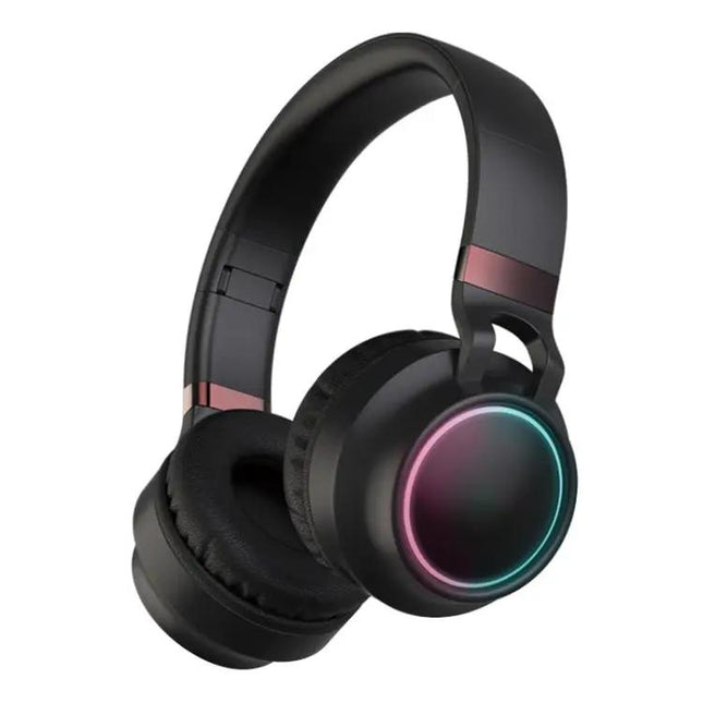 Colorful LED Bluetooth 5.0 Headphones Foldable Wireless HiFi Stereo Headset with Mic, Support TF Card / 3.5mm AUX | Syndmart