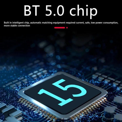 F2 Car FM Transmitter With Bluetooth For In Car Music showing BT 5.0 chip close-up on circuit board for stable wireless streaming