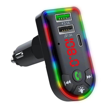 Bluetooth Car MP3 Player For In Car Music And Handsfree Calling compact FM transmitter with USB ports, LED display and hands-free call button