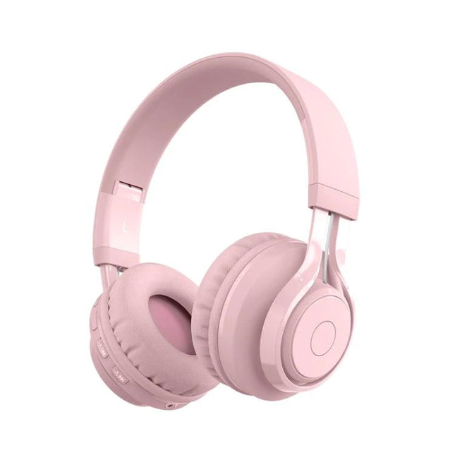 Kids Bluetooth Headset With LED Lights And Microphone For Classes pink wireless over-ear kids headset with RGB lights and mic