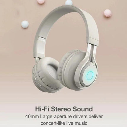 Kids Bluetooth Headset With LED Lights And Microphone For Classes compact over-ear RGB LED kids headset for online lessons