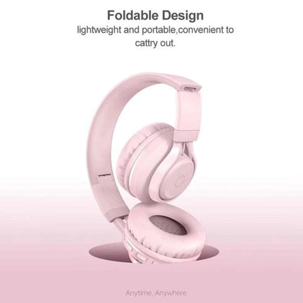Kids Bluetooth Headset With LED Lights And Microphone For Classes pink foldable over-ear Bluetooth 5.0 headset with mic