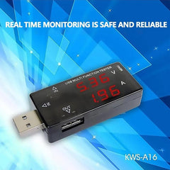 Digital USB Current and Voltage Tester for Mobile Devices - KWS-A16 Charge Meter with Timing Protection