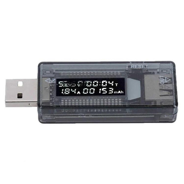 KWS USB Multimeter for Monitoring Voltage and Current During Charging compact USB tester with clear LCD showing voltage current and mAh