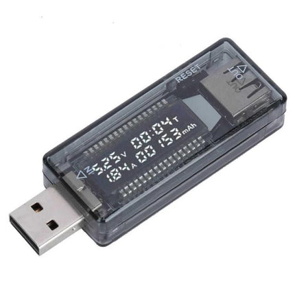 KWS USB Multimeter for Monitoring Voltage and Current During Charging - compact USB inline tester with clear LCD showing volts, amps and mAh