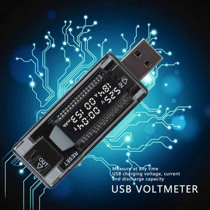 KWS USB Multimeter for Monitoring Voltage and Current During Charging - compact USB voltmeter with clear LCD for charger and power bank testing