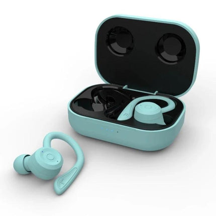 Wireless Sports Earbuds Adjustable Ear Hooks For Running - turquoise T20 TWS with charging case, IPX6 sweat-resistant design