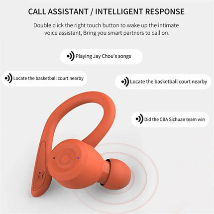 Wireless Sports Earbuds Adjustable Ear Hooks For Running with IPX6 water-resistant design and voice assistant