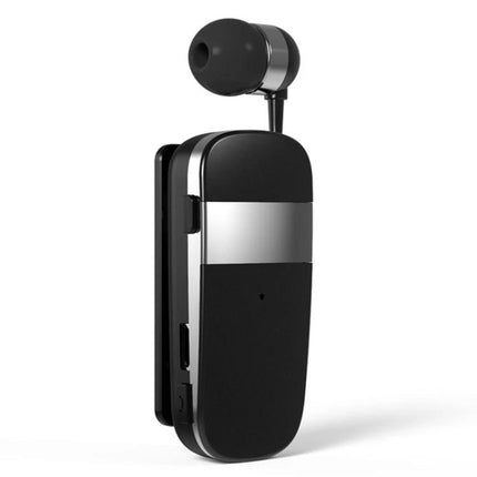 Clip On Bluetooth Headset With Vibration Call Alerts For Commuters compact black clip headset with earbud and vibration alert