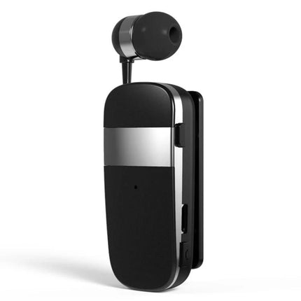 Clip On Bluetooth Headset With Vibration Call Alerts For Commuters sleek black clip-on wireless headset with vibration call reminders